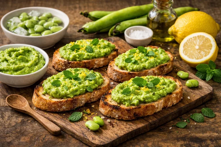 bruschetta con fave fresche